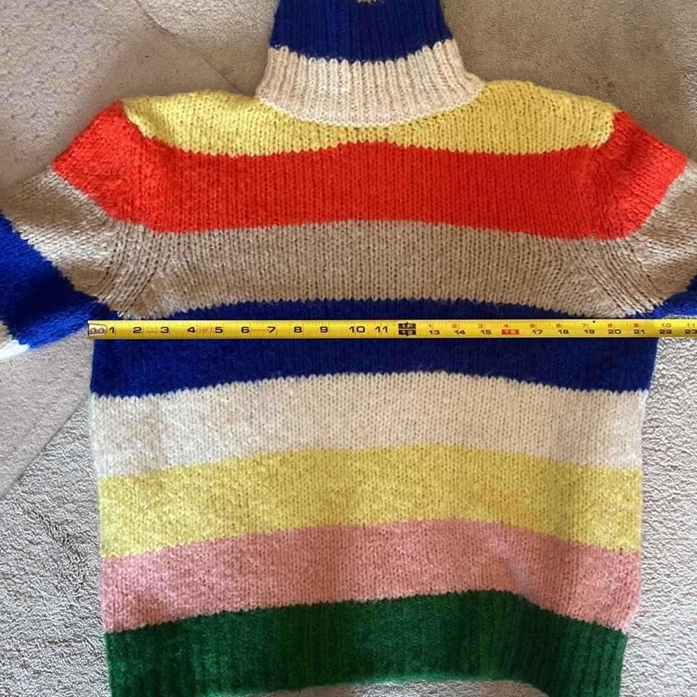 Anthropologie Gloria rainbow striped chunky knit turtleneck sweater. - Picture 3 of 10